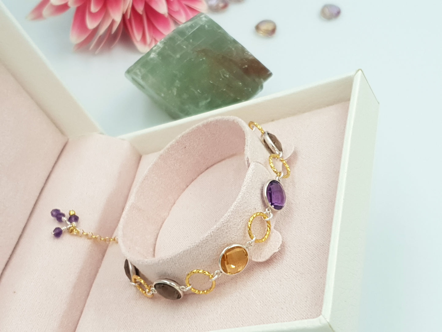 Belle Quartz Trio Bracelet in 925 Sterling Silver