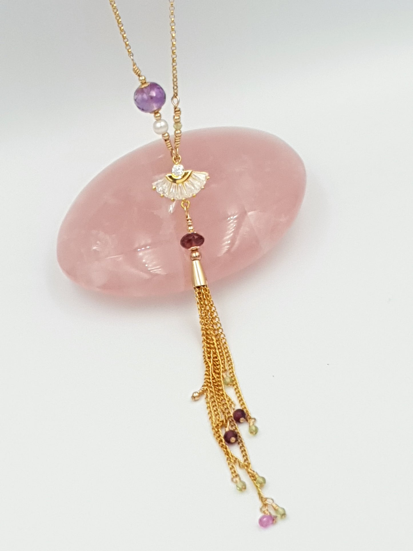 EBB Premium Jardin d'été Sapphire Amethyst Rope Necklace