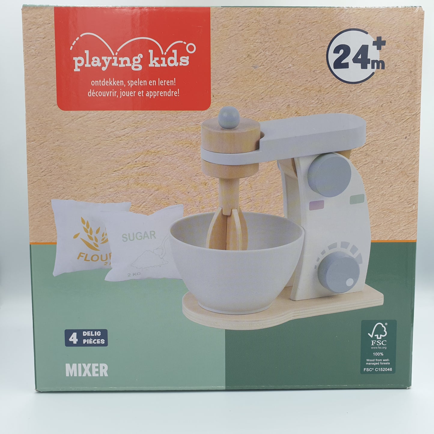 Wooden Kitchen Toy Mixer - 4 Pieces Set