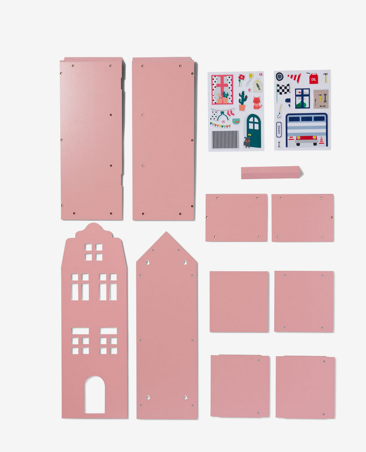 Canal Doll House Wood Confetti Pink 24.5cm x25cm x75cm