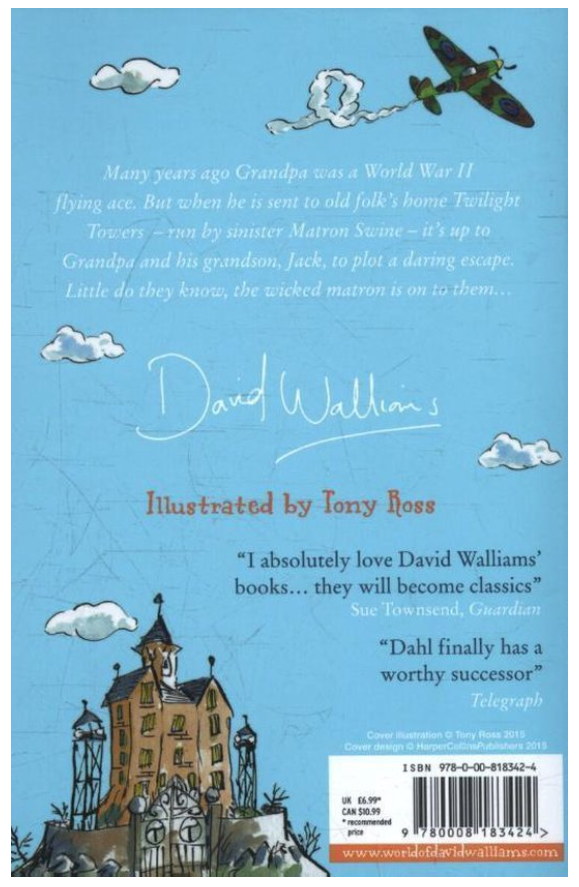 Grandpa's Great Escape by David Walliams Cover Back