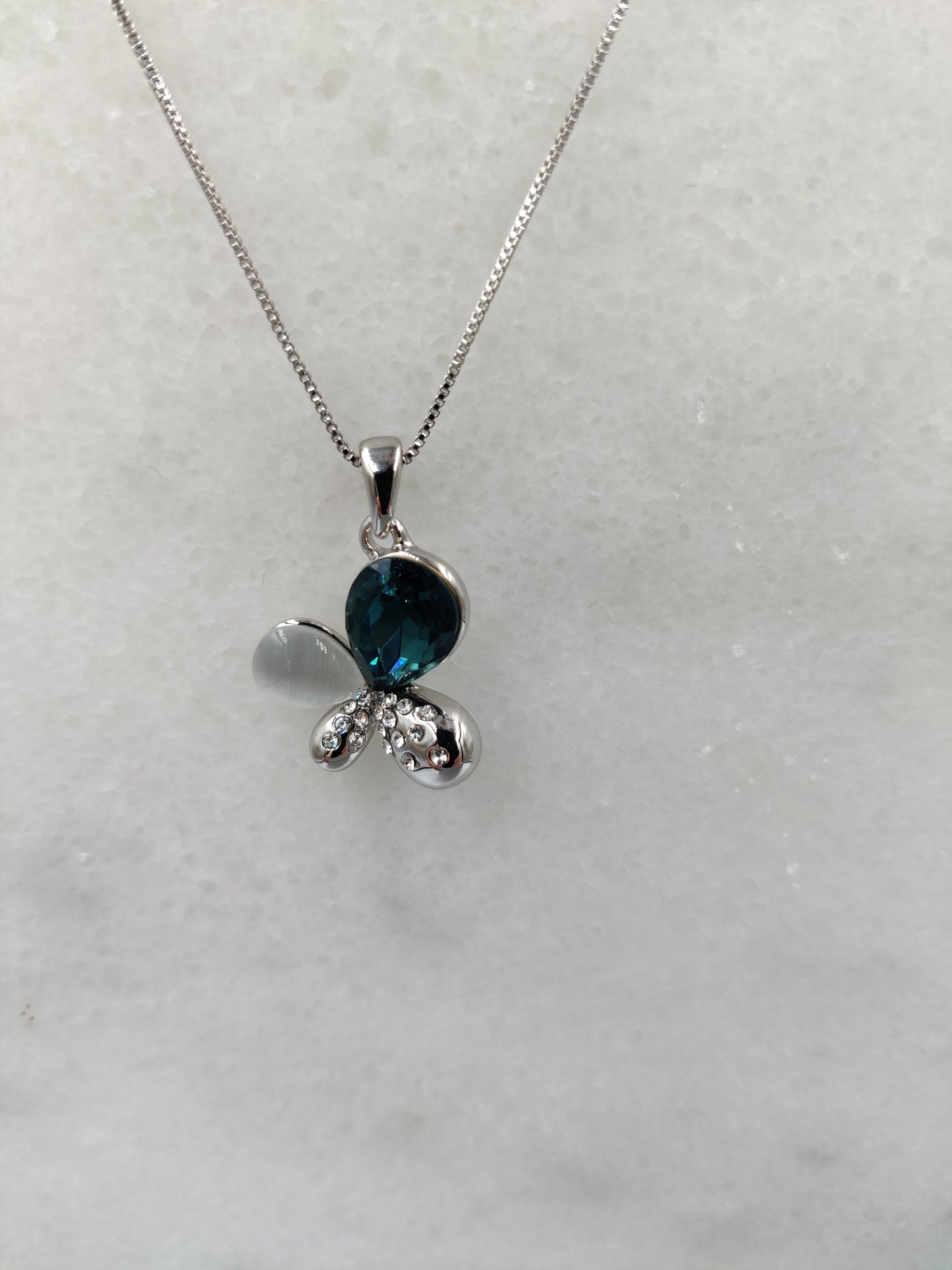 Butterfly Necklace with Blue Crystal