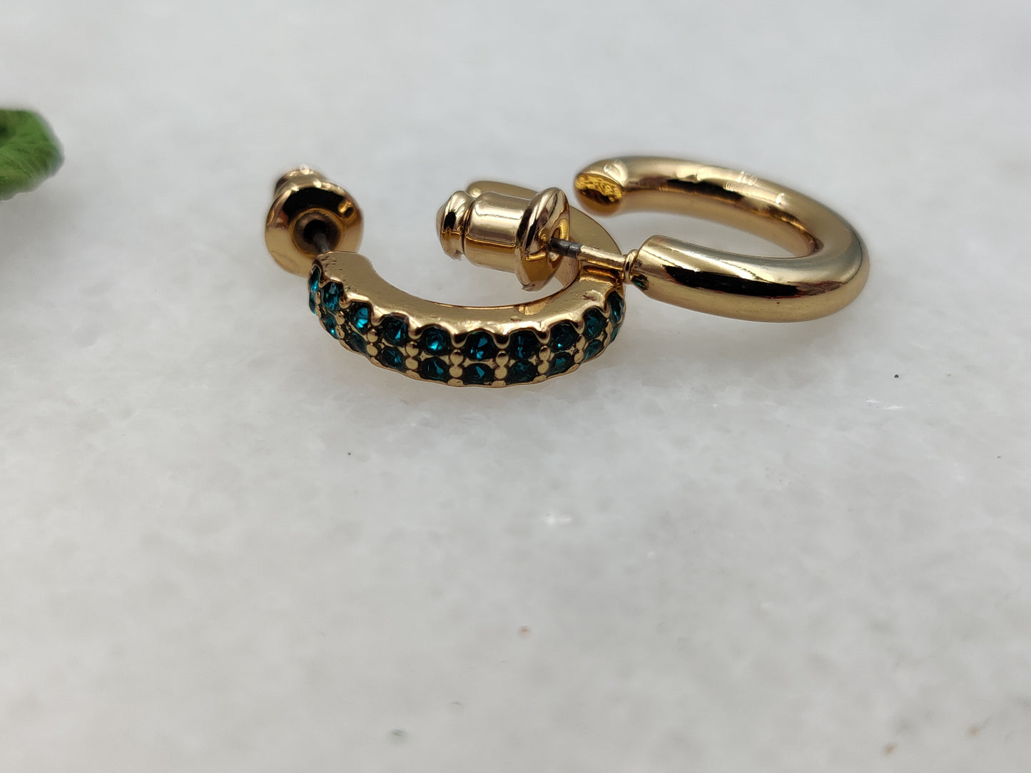 Christmas Special - Green mixed with Gold Half Loop Earrings