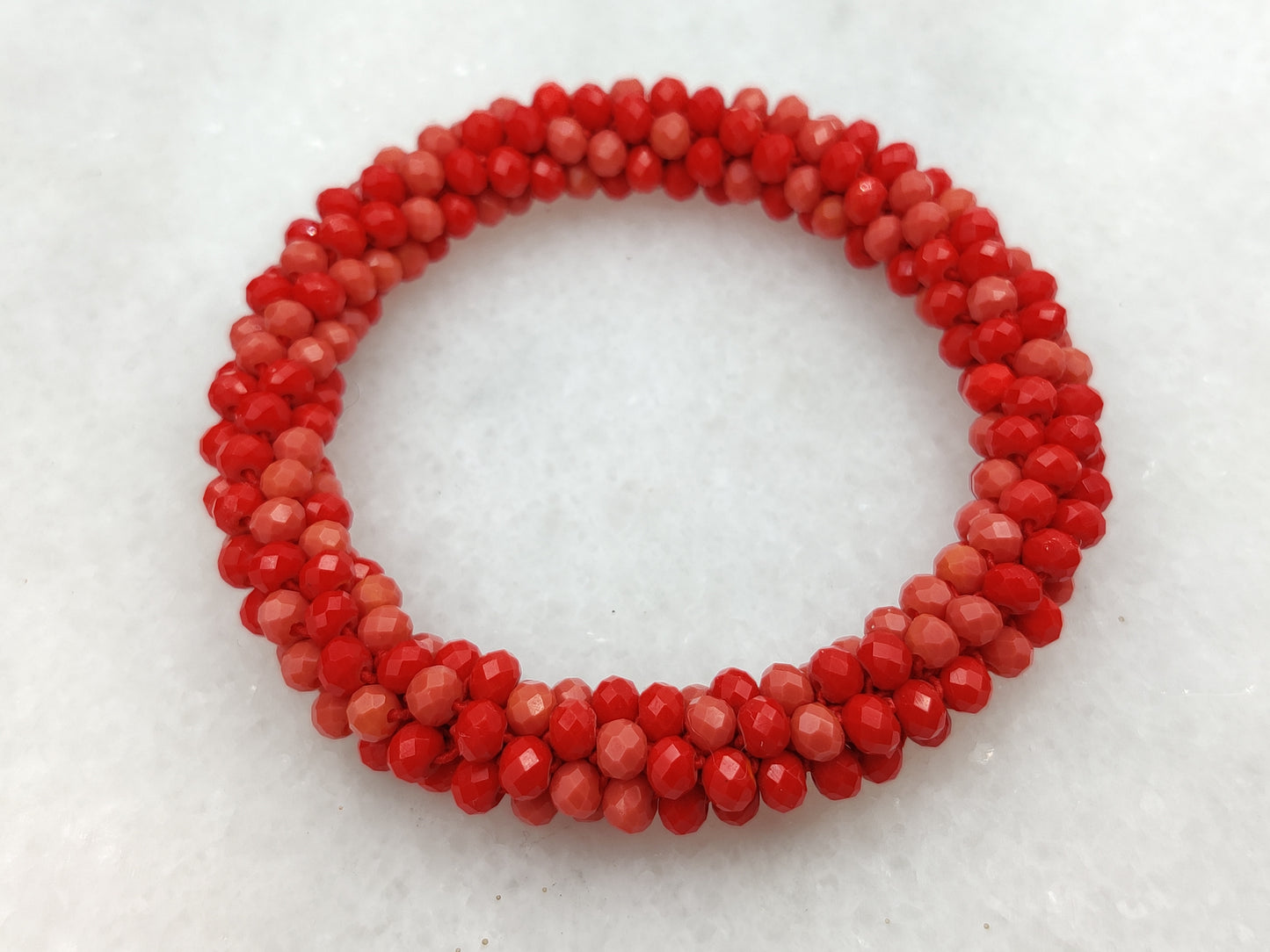 Coral Red Beaded Puncky Bracelet