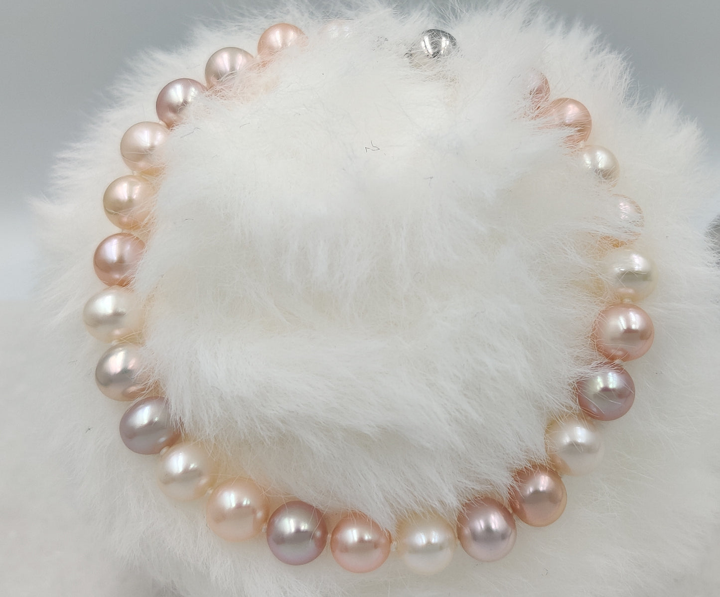 Jules Rainbow Premium Natural Pearl Bracelet in Solid White Gold