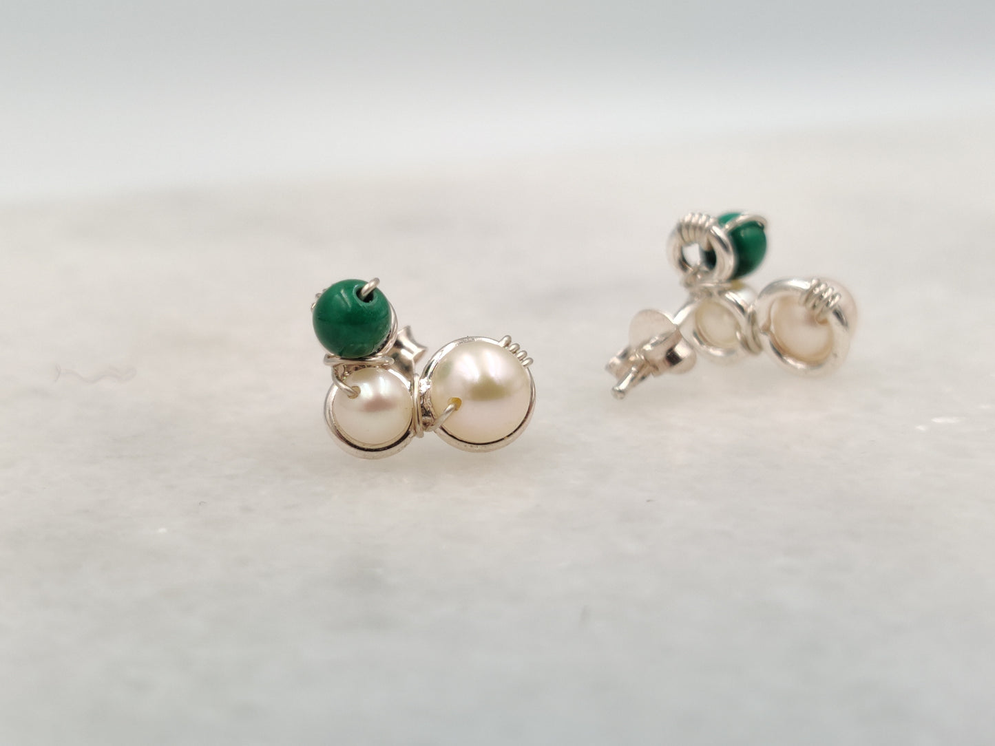 EBB Burgeon Ear Studs with Malachite Pearls