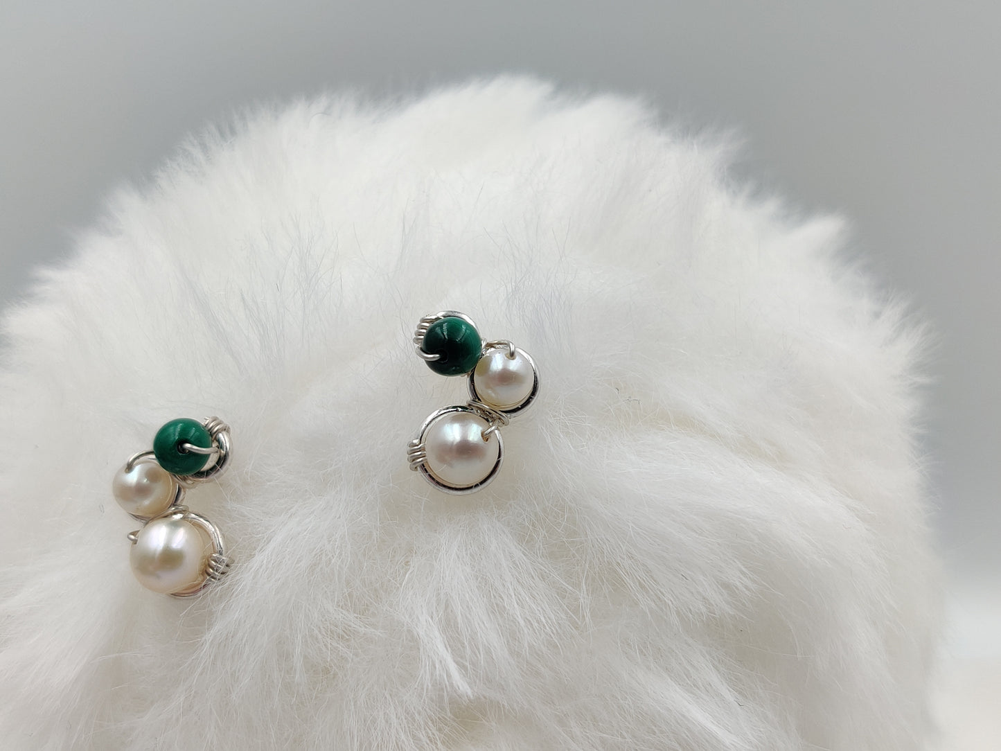 EBB Burgeon Ear Studs with Malachite Pearls