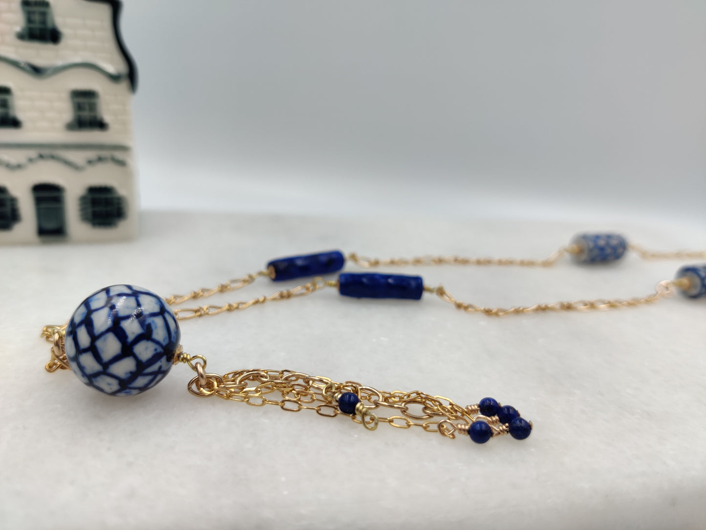 Delft Blue Evelyn Rope Lapis Lazuli Necklace