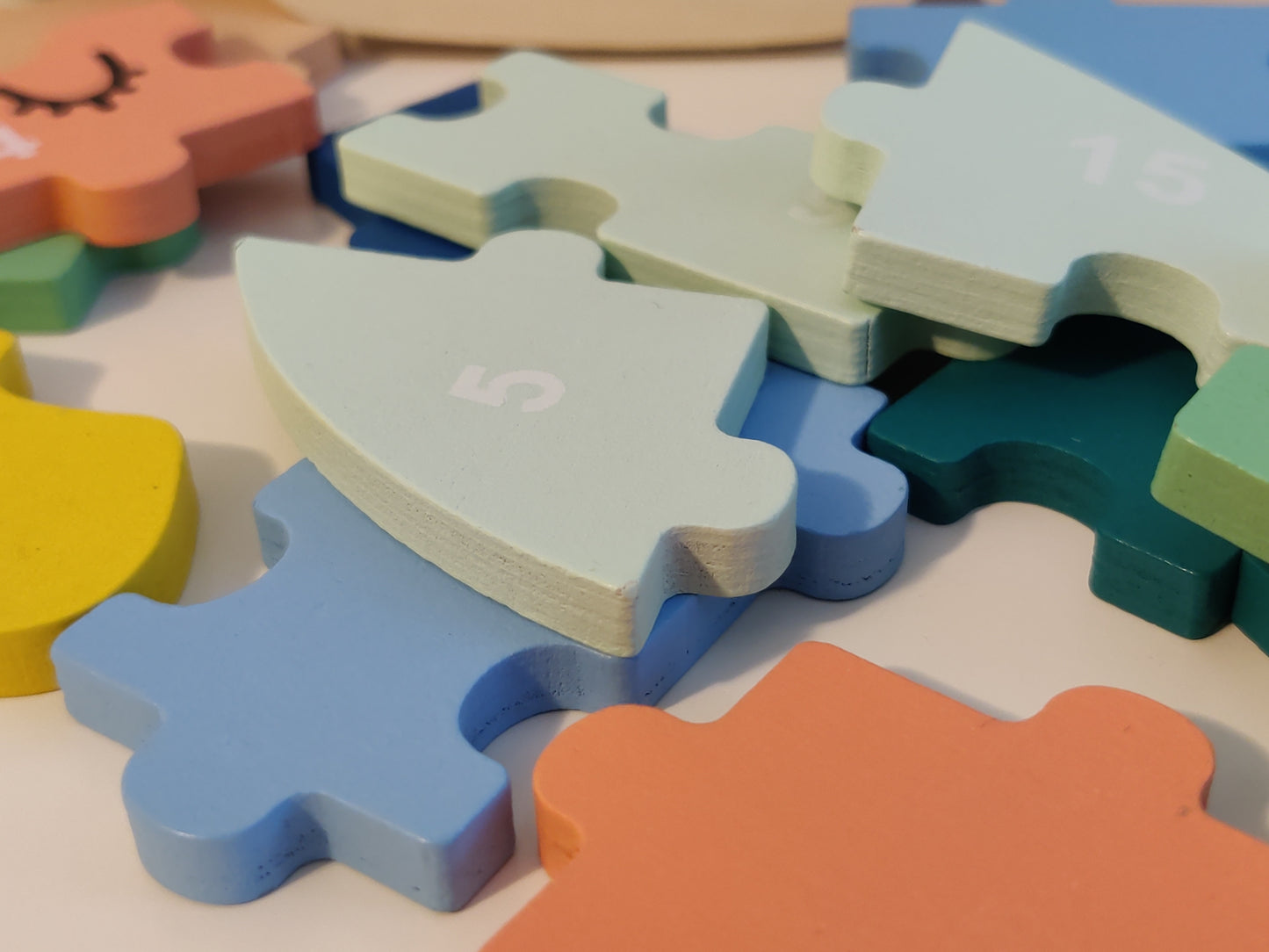 Wooden Number 1-20 Puzzle Elephant mix colors