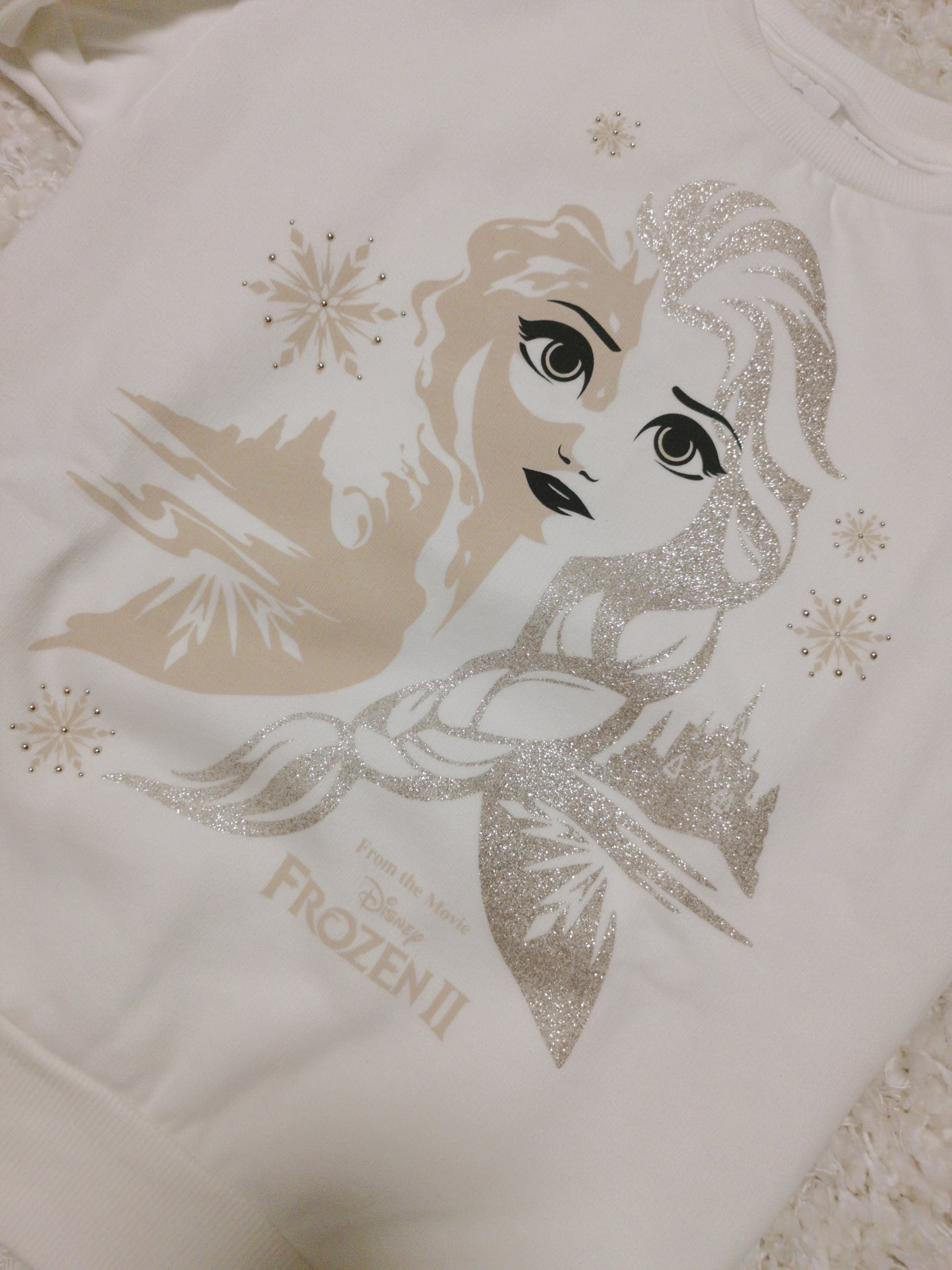Disney Frozen II Elsa Kids Sweater in Lily White Limited Edition Front Pattern