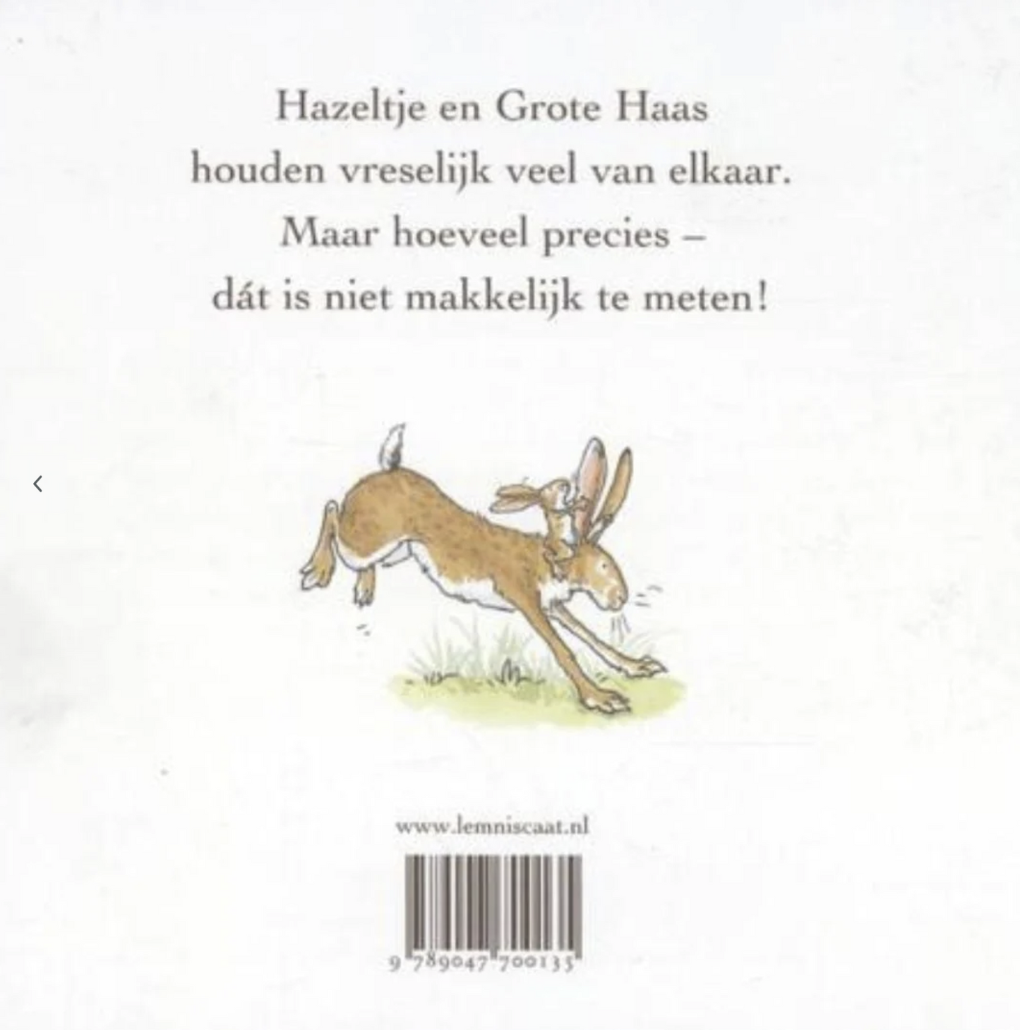 Raad eens hoeveel ik van je hou Sam McBratney Hardcover, Back Cover Shot