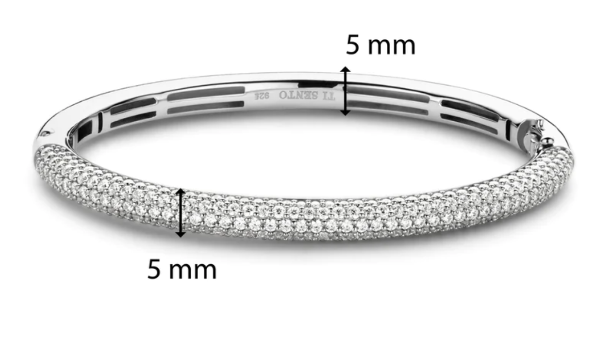 TI SENTO Bracelet CZ Paved Bangle in 925 Sterling Silver