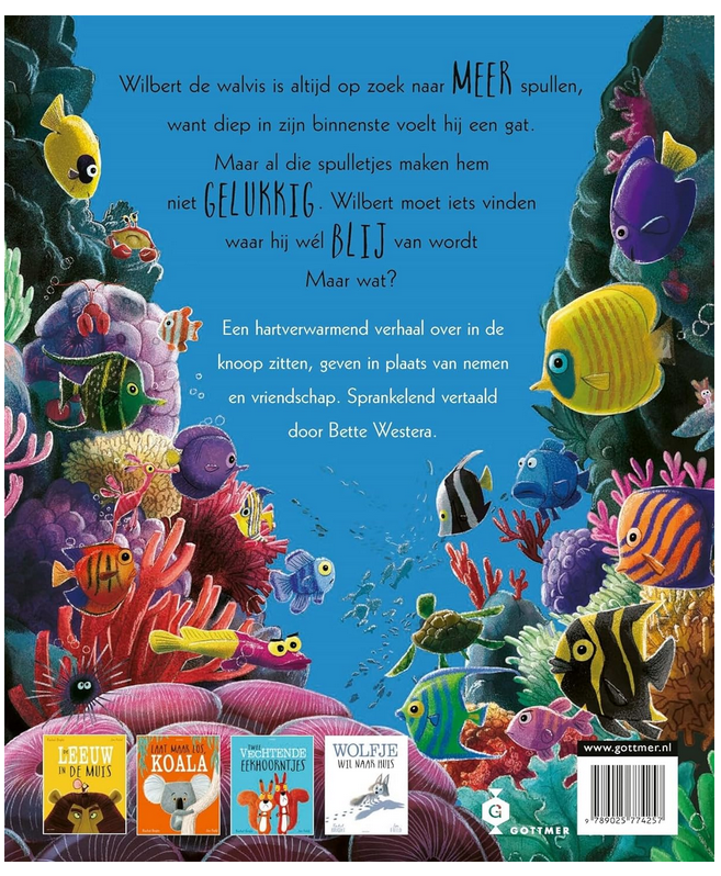 BestSeller Author Rachel Bright: De walvis wilde meer Hardcover, Back Cover Shot
