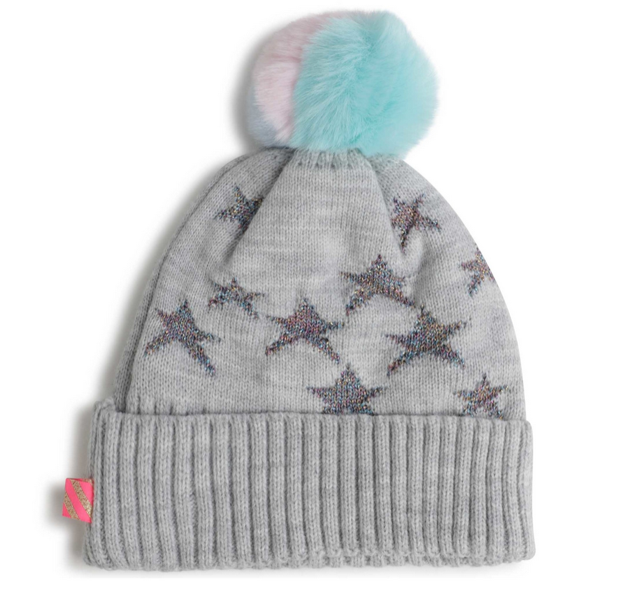Billieblush hat grey pompon stars with Sequins