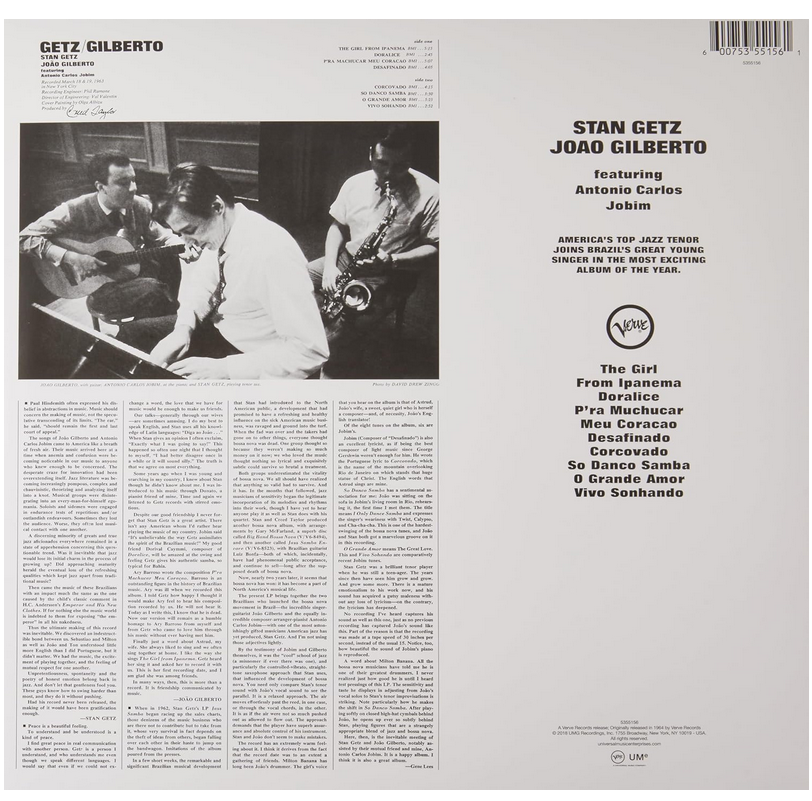 GETZ GILBERTO STEREO Vinyl America's Top Jazz Bossa Nova Samba