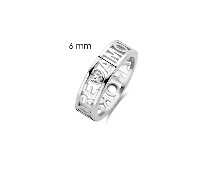TI SENTO Ring 12227ZI "Amore Amore" Love Ring in 925 Sterling Silver