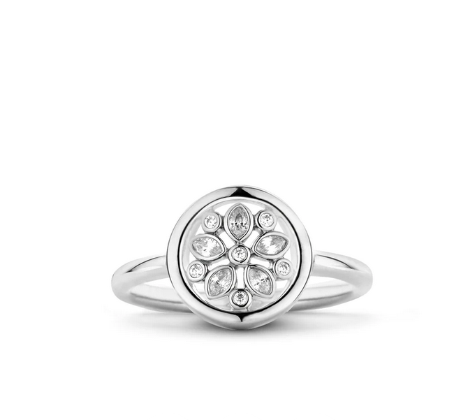 TI SENTO White Sakura Flower Ring in 925 Sterling Silver