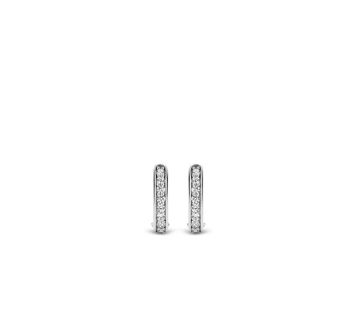 TI SENTO 7759ZI Zirconia paved Oval Ear Loops in 925 Sterling Silver