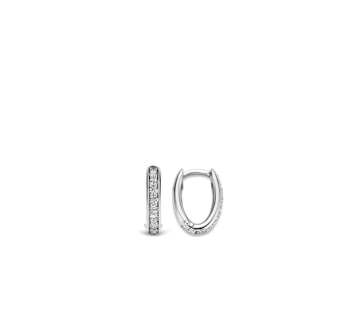 TI SENTO 7759ZI Zirconia paved Oval Ear Loops in 925 Sterling Silver