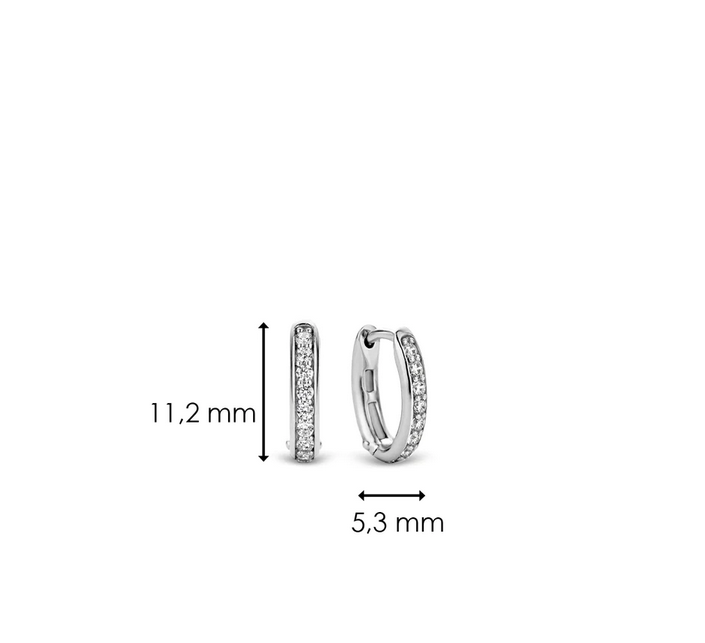 TI SENTO 7759ZI Zirconia paved Oval Ear Loops in 925 Sterling Silver