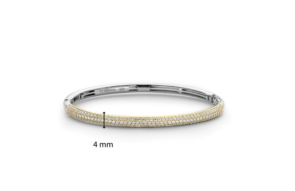 TI SENTO 2874ZR Gold Plated Zirconia Bangle in Sterling Silver