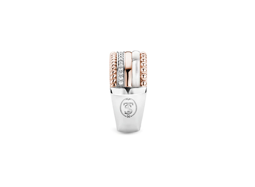 TI SENTO 12038MR Five Element Ring Rose Gold Zirconia in Sterling Silver