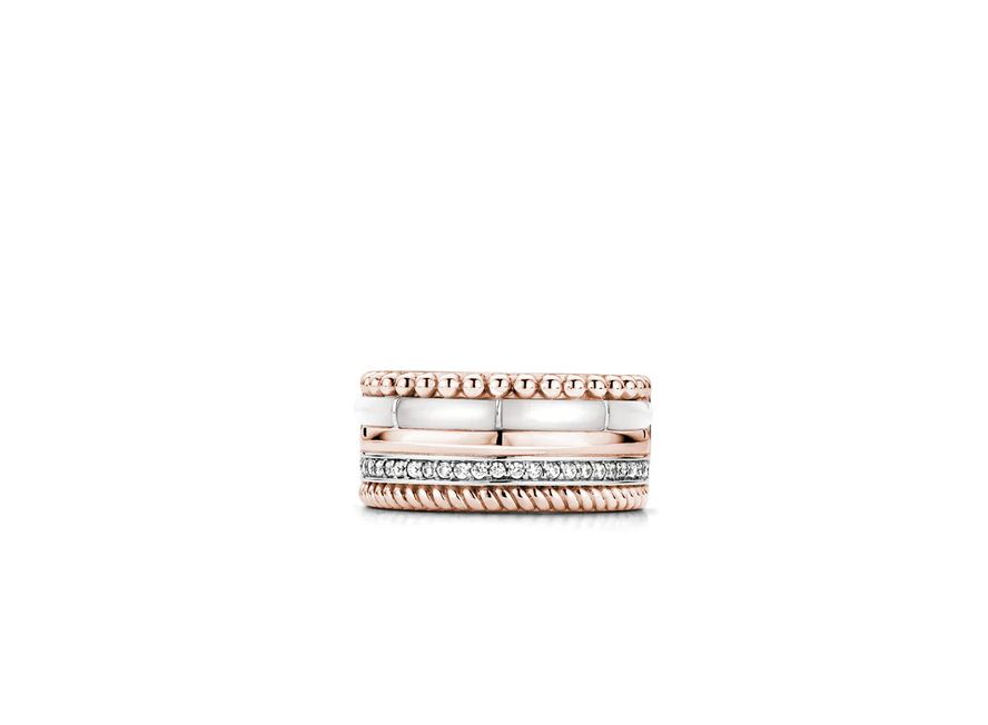 TI SENTO 12038MR Five Element Ring Rose Gold Zirconia in Sterling Silver