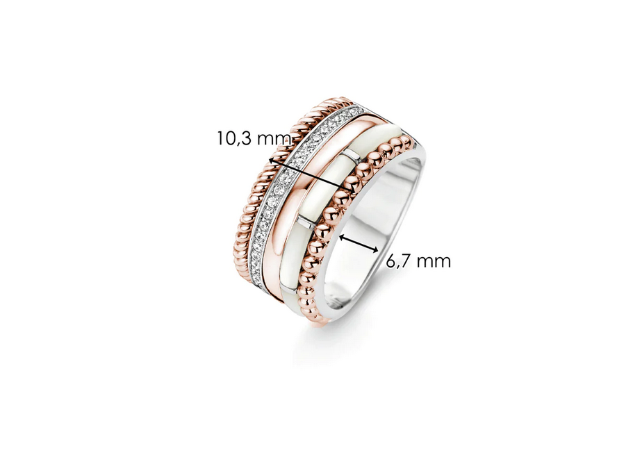 TI SENTO 12038MR Five Element Ring Rose Gold Zirconia in Sterling Silver