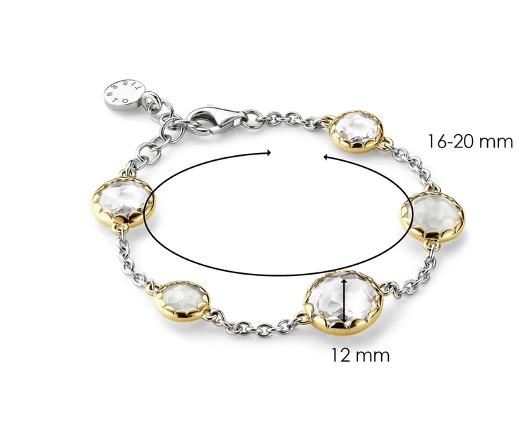 TI SENTO 2767CW Zigsaw Rounds Bracelet in 925 Sterling Silver with gold plating