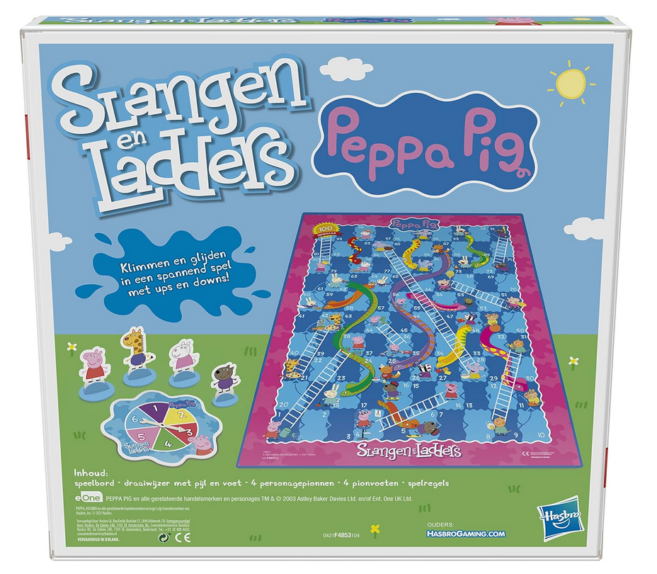 Peppa Pig Snakes and Ladders Board Game for Children from 3 Years for 2-4 Players