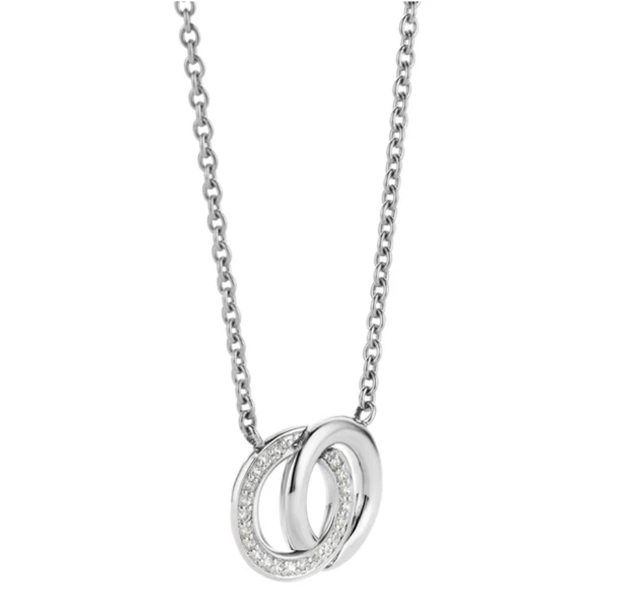 TI SENTO Twin Circle Necklace 3822ZI Side Shot