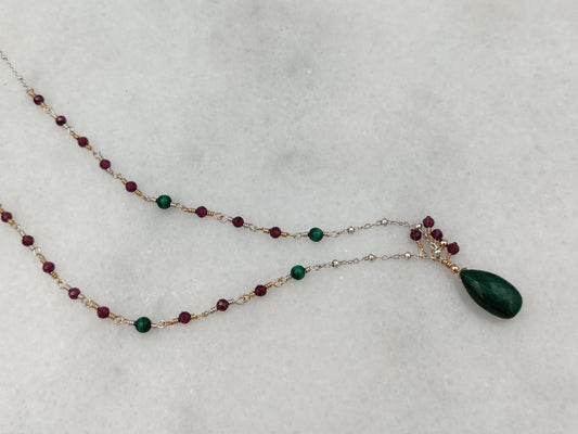 EBB Jewellery Malachite Pompon Garnet Necklace