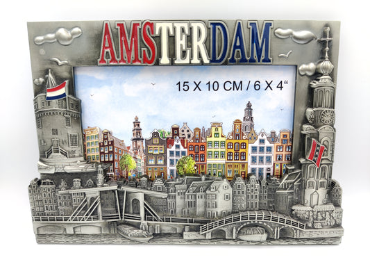 Photo Frame Amsterdam Canal Bridge with Landmarks