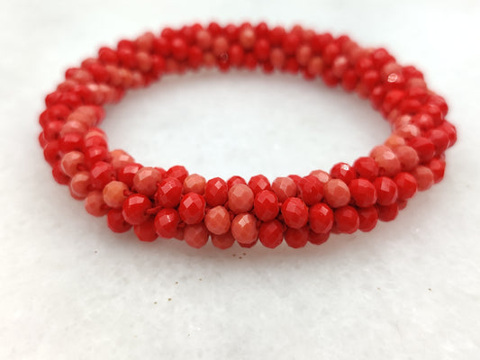 Coral Red Beaded Puncky Bracelet