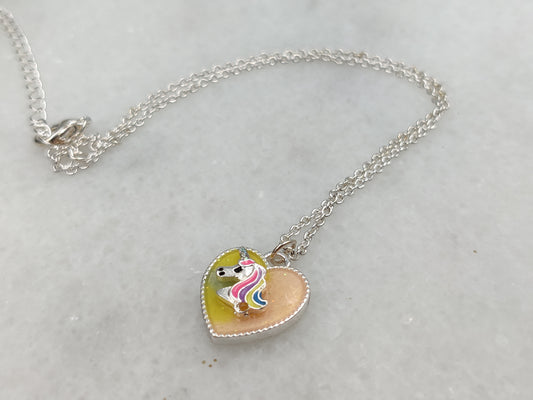 Kids Unicorn Heart Necklace