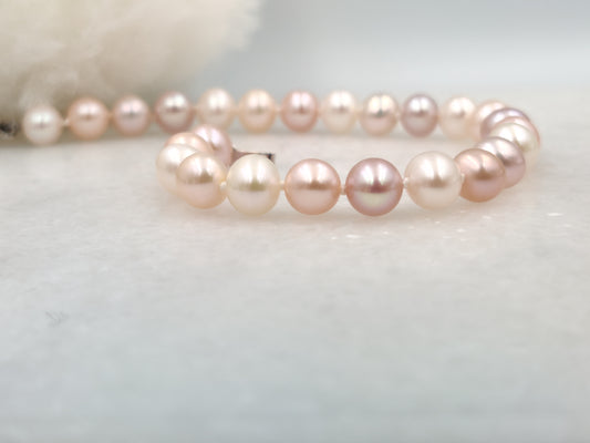 Jules Rainbow Premium Natural Pearl Bracelet in Solid White Gold