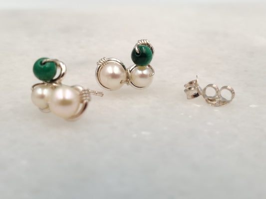 EBB Burgeon Ear Studs with Malachite Pearls