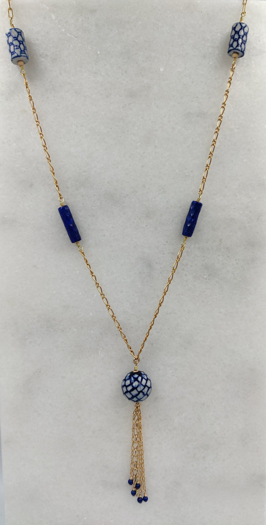 Delft Blue Evelyn Rope Lapis Lazuli Necklace