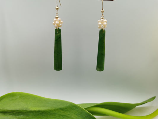 EBB Jewellery 'Bisous de la Mer' Collection - Premium Jade Pearl Dangle Earrings