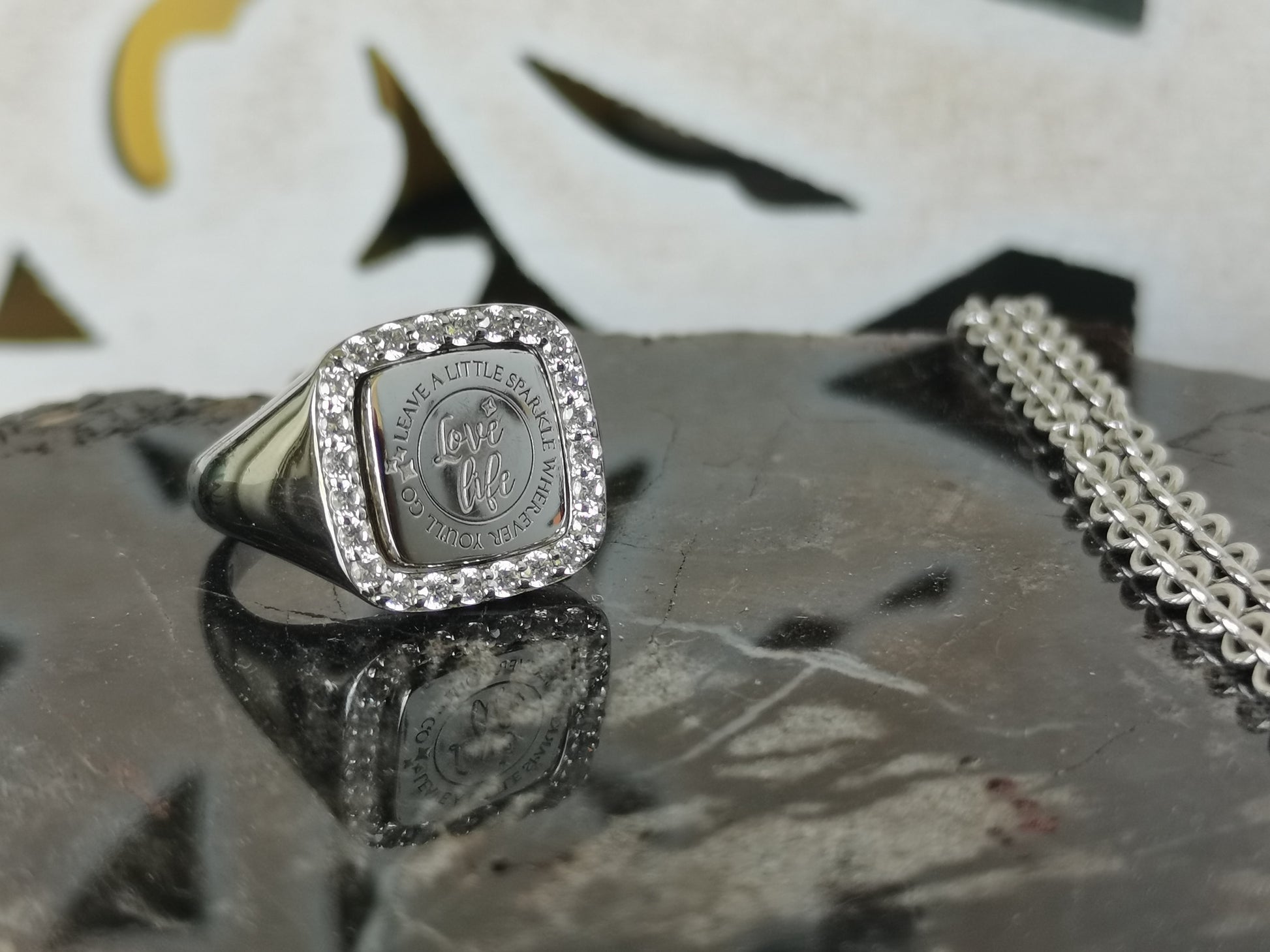 925 Sterling Emperor Square Signet Ring with Cubic Zirconia on www.glamorousmom.eu