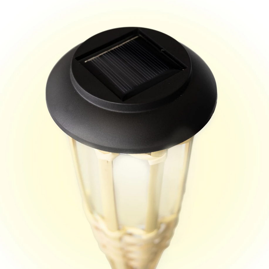 Solar Bamboo LED Torch Garden Lights - 2 Pieces set