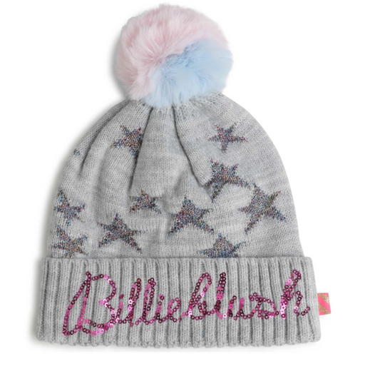 Billieblush hat grey pompon stars with Sequins