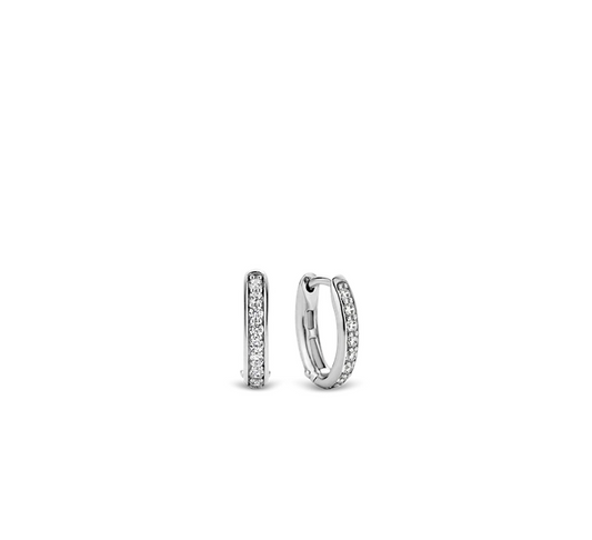 TI SENTO 7759ZI Zirconia paved Oval Ear Loops in 925 Sterling Silver