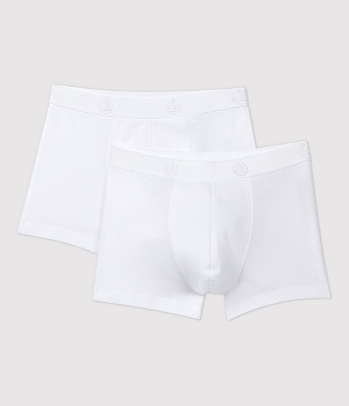 Petit Bateau Set van 2 witte boxershorts voor kleine jongens