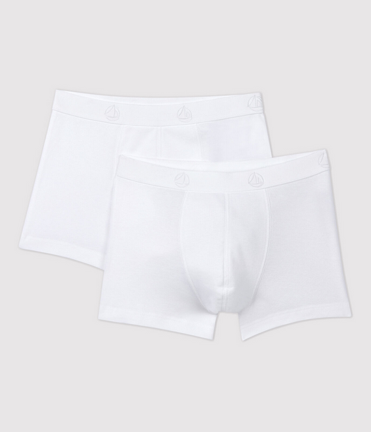 Petit Bateau Set van 2 witte boxershorts voor kleine jongens