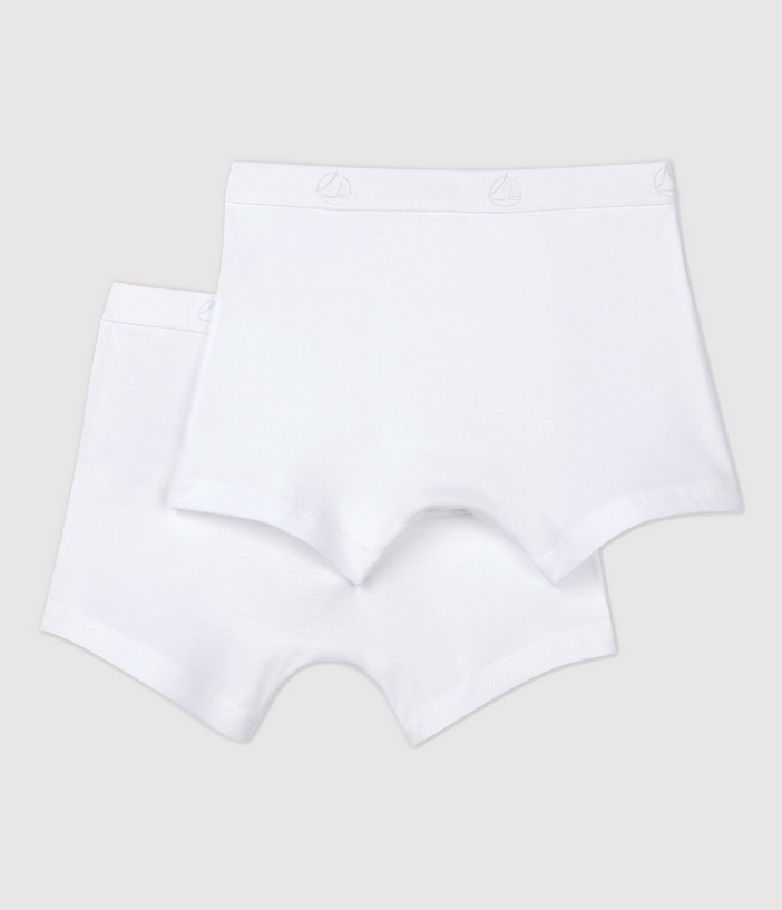 Petit Bateau Set van 2 witte boxershorts voor kleine jongens