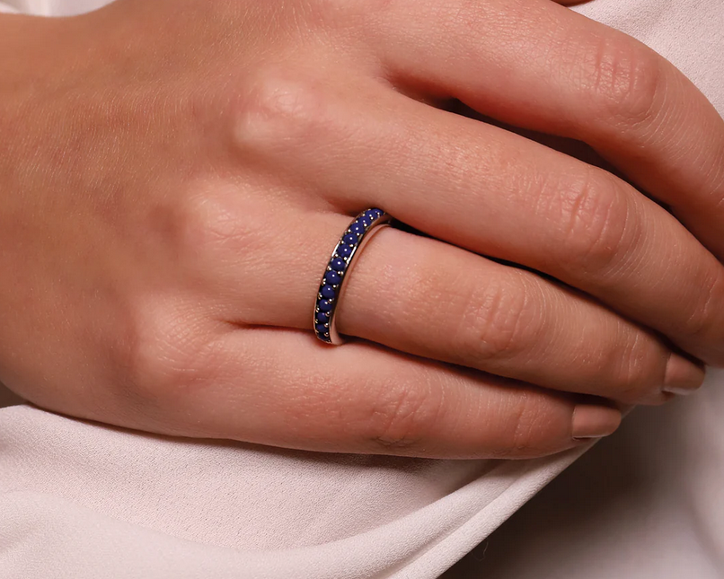 Ti Sento Lapis Lazuli Color Crystal Paved Ring in 925 Sterling Silver 12123BL mode view