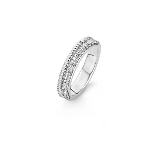 Ti Sento Double Stacked Ring CZ paved in 925 Sterling Silver 12083ZI Cover shot